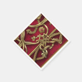 Serviette en papier médiévale rouge et or スタンダードカクテルナプキン (角)