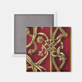 Serviette en papier médiévale rouge et or マグネット (正面/裏面)