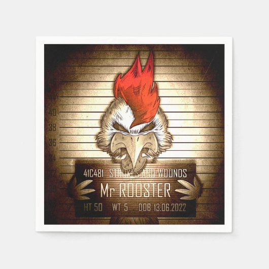 Serviette En Papier Mr Rooster Vintage スタンダードカクテルナプキン (正面)