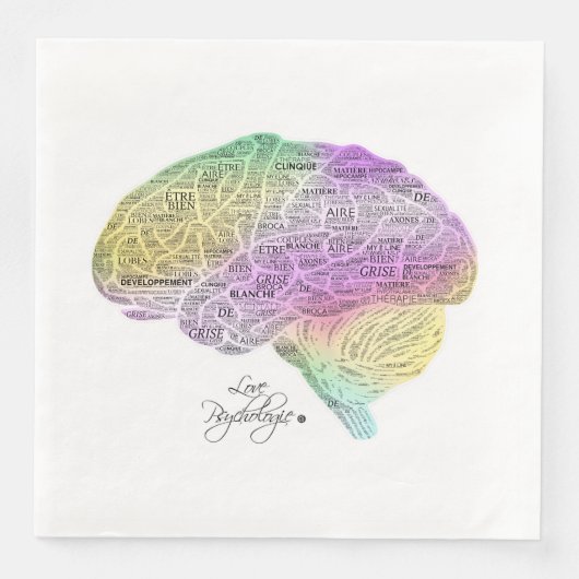 Serviette En Papier Serviette cerveau texte psycho (正面)