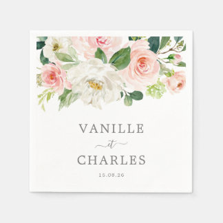 Serviette En Papier Serviette Mariage Avec Fleurs  スタンダードカクテルナプキン