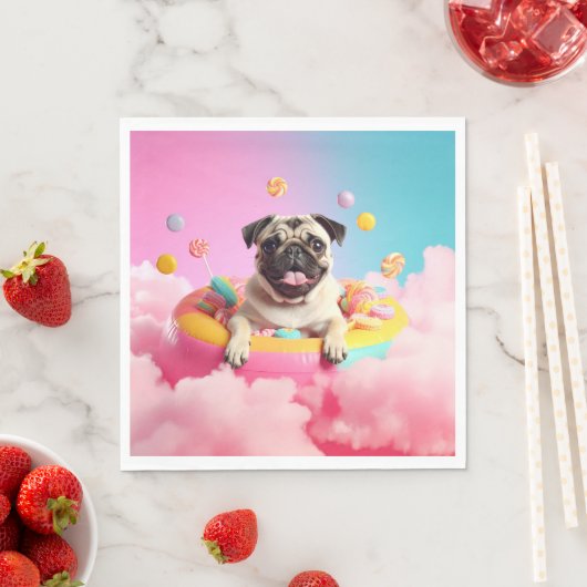 Serviette - Süßer Mops im Zuckerwattehimmel スタンダードランチョンナプキン (インサイチュ)