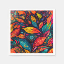 Servietten mit farbenfrohem Blättermotiv
