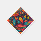 Servietten mit  farbenfrohem Blättermotiv スタンダードカクテルナプキン (角)
