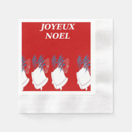 Serviettes de Table Joyeux Noël Cloches Lot de 50 縁ありカクテルナプキン