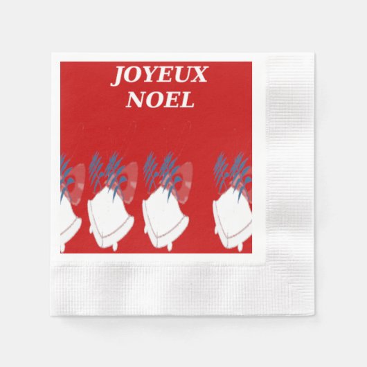 Serviettes de Table Joyeux Noël Cloches Lot de 50 縁ありカクテルナプキン (正面)