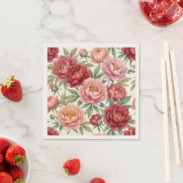 Serviettes en papier pivoine – Décoration de table スタンダードカクテルナプキン