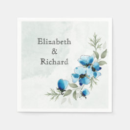 Serviettes "Fleurs bleues" スタンダードカクテルナプキン