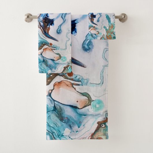 Serviettes motif abstrait marbre. バスタオルセット (インサイチュ)