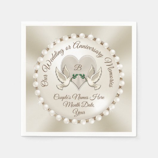 Serviettes Napkinsパーソナライズされた、結婚モノグラム スタンダードカクテルナプキン (正面)