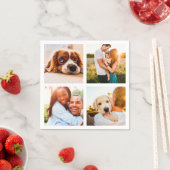 Serviettes Napkins 4 Photo Collageテンプレート スタンダードカクテルナプキン (インサイチュ)