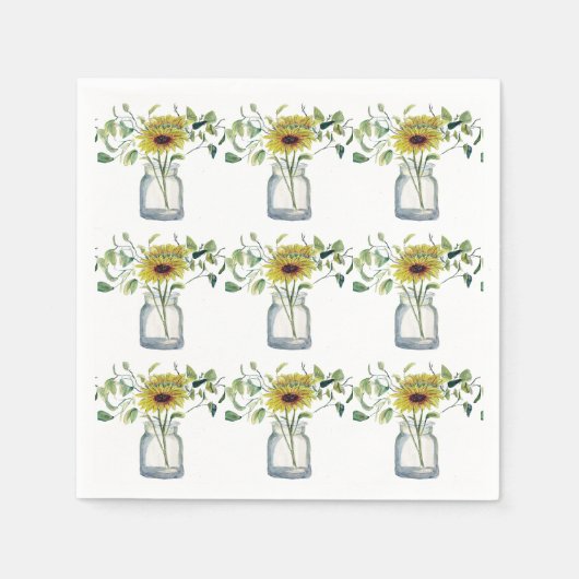 Servilleta con diseño de florero y mar スタンダードカクテルナプキン (正面)