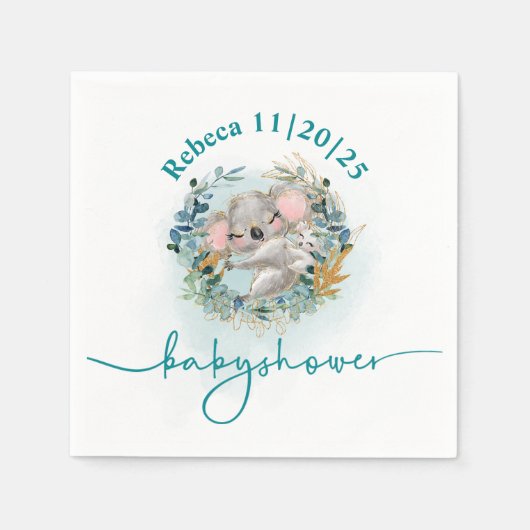 Servilleta de papel Baby Shower "Baby Koala" スタンダードカクテルナプキン (正面)