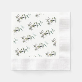 Servilleta de papel con acuarela de rama de olivo 縁ありカクテルナプキン