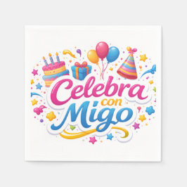 Servilleta de Papel con Diseño “Celebra Conmigo” | スタンダードカクテルナプキン