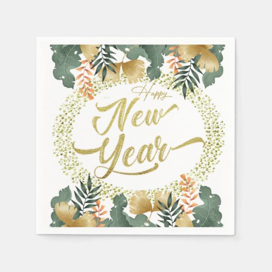 Servilleta de papel con feliz año nuevo スタンダードカクテルナプキン (正面)