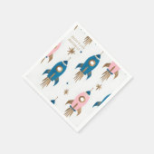 Servilleta De Papel Cumpleaños Cohetes Pink Blue  スタンダードカクテルナプキン (角)