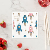 Servilleta De Papel Cumpleaños Cohetes Pink Blue スタンダードカクテルナプキン (インサイチュ)