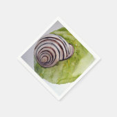 Servilleta papel hoja y caracol en acuarela スタンダードカクテルナプキン (角)