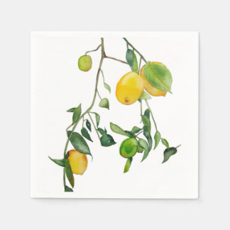 Servilletas con acuarela de limones スタンダードカクテルナプキン