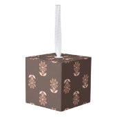 Servilletero Floral en Tonos Café キューブオーナメント (裏面アングル)