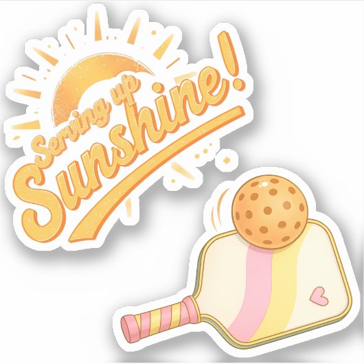 Serving Sunshine -Sunny Pastel Pickleball Life 2pc シール (正面)
