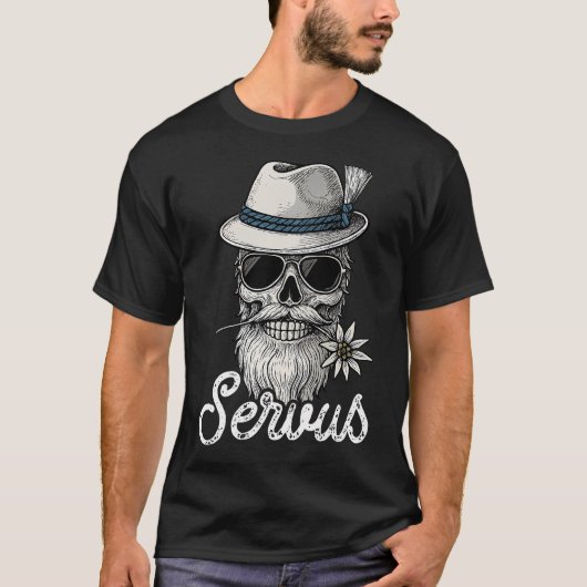 Servus Skull Costume Shirt Bavaria Festival Leathe Tシャツ (正面)