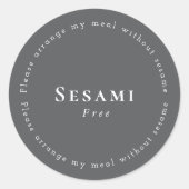 Sesame-Free Request Sticker, Dark-gray - White ラウンドシール (正面)