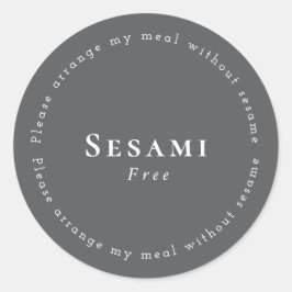 Sesame-Free Request Sticker, Dark-gray - White ラウンドシール