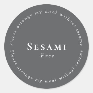 Sesame-Free Request Sticker, Dark-gray - White ラウンドシール