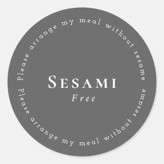Sesame-Free Request Sticker, Dark-gray - White ラウンドシール (正面)