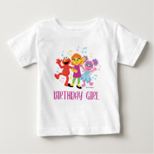 Sesame Street   ジュリア・エルモ・アビー 誕生日 ベビーTシャツ