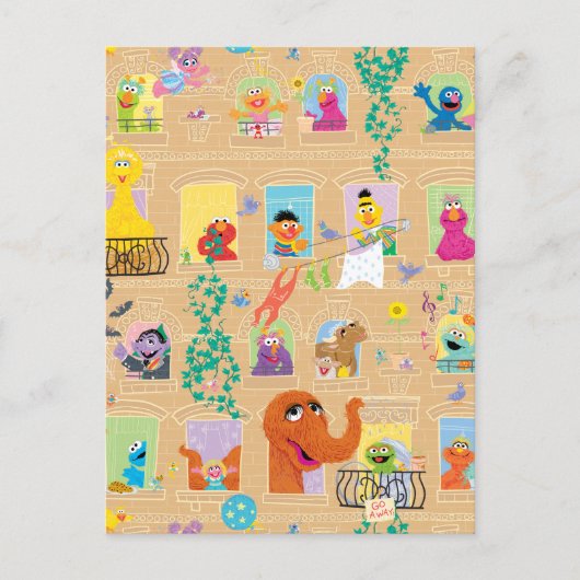 Sesame Street Apartment Windows Pattern ポストカード (正面)