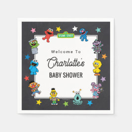 Sesame Street Characters Chalkboard Baby Shower スタンダードカクテルナプキン
