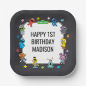 Sesame Street Characters Chalkboard Birthday ペーパープレート (正面)