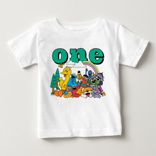Sesame Street Characters First Birthday Baby T-Shi ベビーTシャツ (正面)