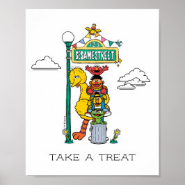 Sesame Street Characters & Street Sign ポスター