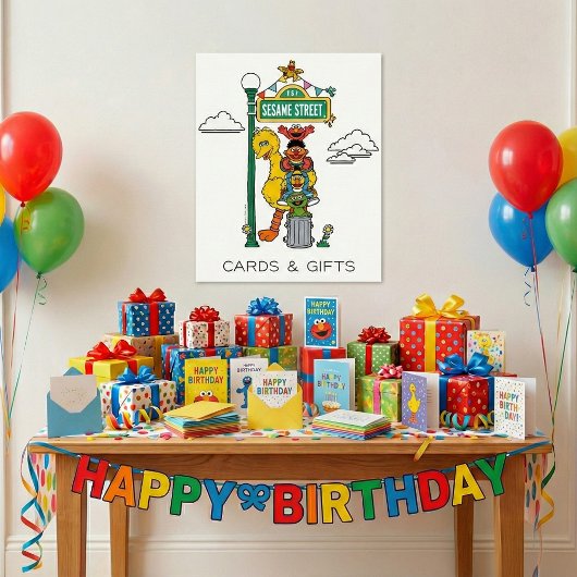 Sesame Street Characters & Street Sign ポスター