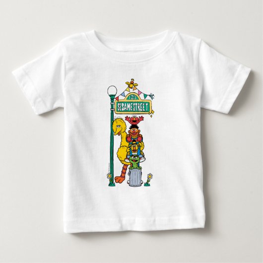 Sesame Street Characters & Street Sign Baby T-Shir ベビーTシャツ (正面)