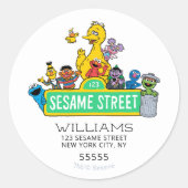 Sesame Street Characters & Street Sign Birthday Cl ラウンドシール (正面)