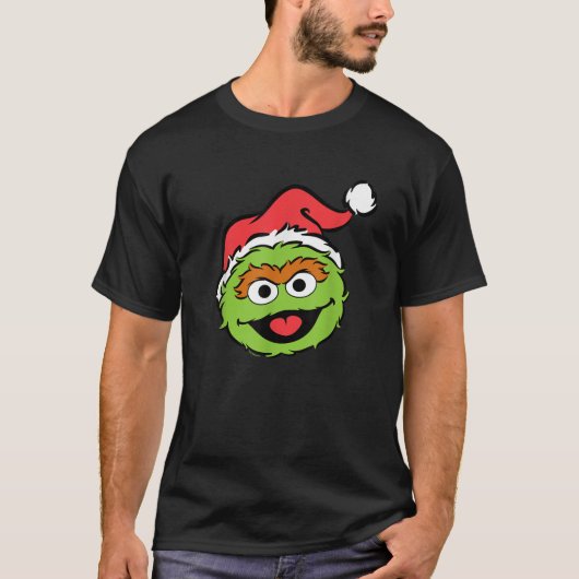 Sesame Street Christmas Santa Hat Oscar The Grouch Tシャツ (正面)