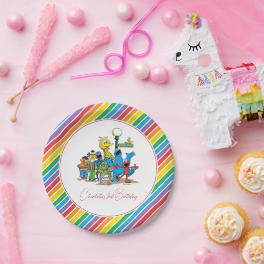 Sesame Street Colorful Rainbow Birthday ペーパープレート (パーティー)