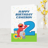 Sesame Street Elmo Chugga Chugga Two Two Birthday カード (黄色い花)