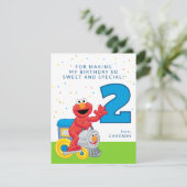 Sesame Street Elmo Chugga Chugga Two Two Birthday サンキューカード (スタンド正面)