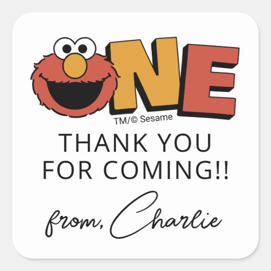 Sesame Street | Elmo - First Birthday Square Stick スクエアシール (正面)