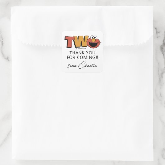 Sesame Street | Elmo - Second Birthday Thank You S スクエアシール (バッグ)