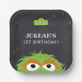 Sesame Street | Oscar Birthday Chalkboard ペーパープレート (正面)