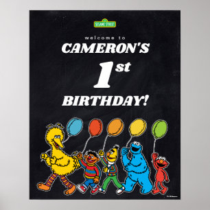 Sesame Street Pals 1st Birthday Balloons Welcome ポスター
