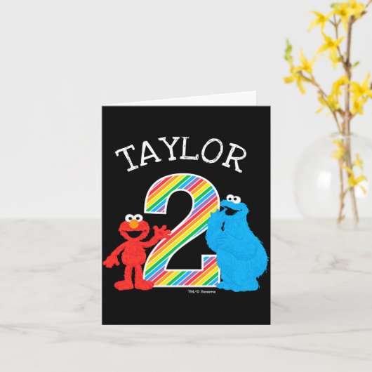 Sesame Street Pals Chalkboard Rainbow 2nd Birthday カード (黄色い花)