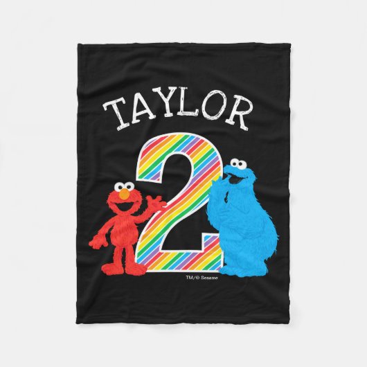 Sesame Street Pals Chalkboard Rainbow 2nd Birthday フリースブランケット (正面)